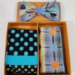 Bow Tie Hanky Socks Box Set by R Lewis RGB004 Navy